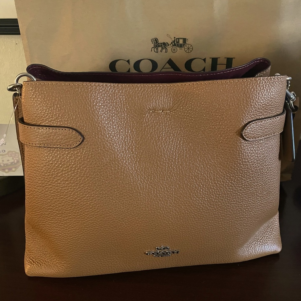 Coach Hanna Shoulder Bag in Light Saddle.        Black coin wallet included.